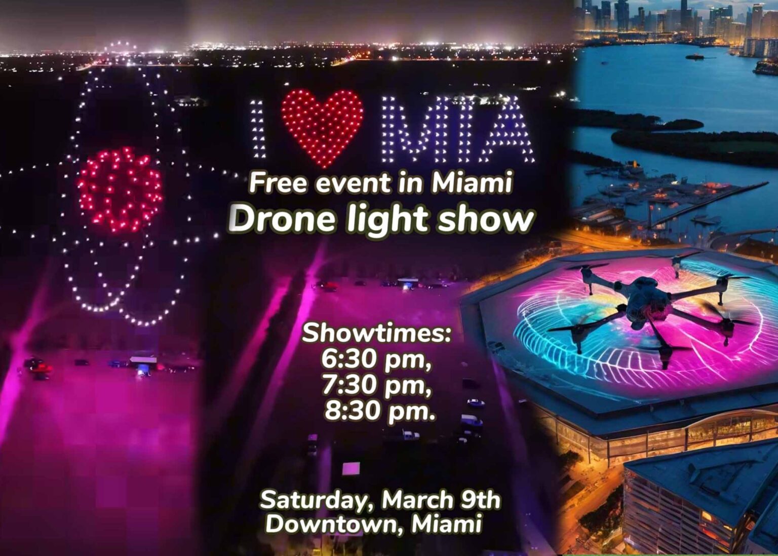 Spektakl Świetlny Dronów w Miami 9 Marca w Sobotę Miami Drone Show Plotki Miami